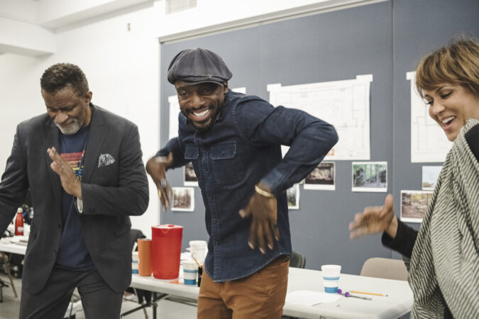 The Refuge Plays_Roundabout Theatre Company_Rehearsal Photos_2023_Jerome Preston Bates, Daniel J. Watts, and Nicole Ari Parker_HR